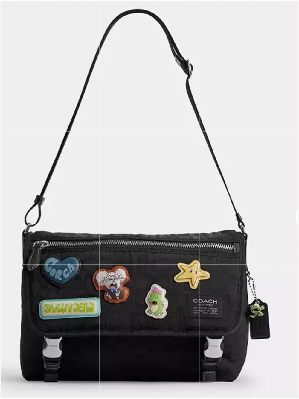 🐹🦖🐹  Coach | Brain Dead Lane Messenger In Signature Nylon With Patches 🐹🦖🐹 NWT - Picture 4 of 16